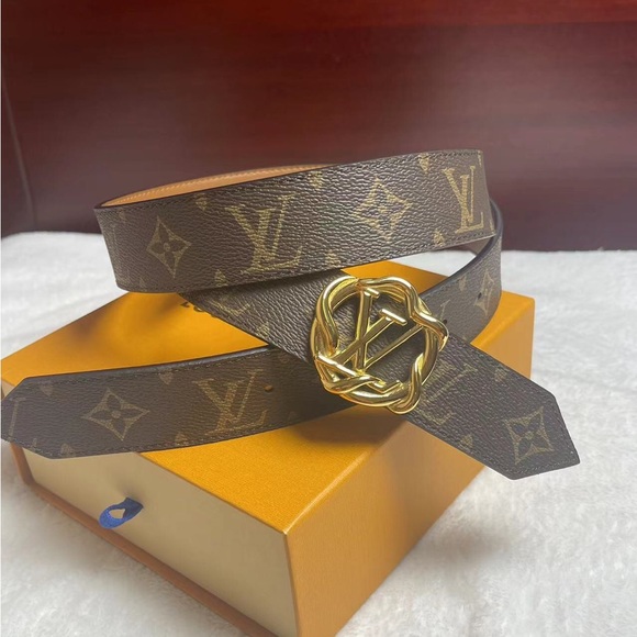 Louis Vuitton Monogram Brown Reversible Belt with Gold Buckle - Picture 5 of 10